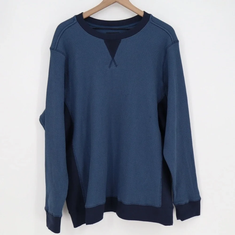 American Giant Colorblock Summit T-Shirt Mens 2XL Blue Waffle Knit Crew Neck - Picture 2 of 9